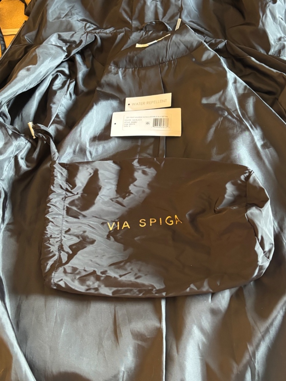 NWT Via Spiga Zip Front Anorak w/ Adj. Sleeve Detail/Attached Hood Black Sz. S - Picture 11 of 12